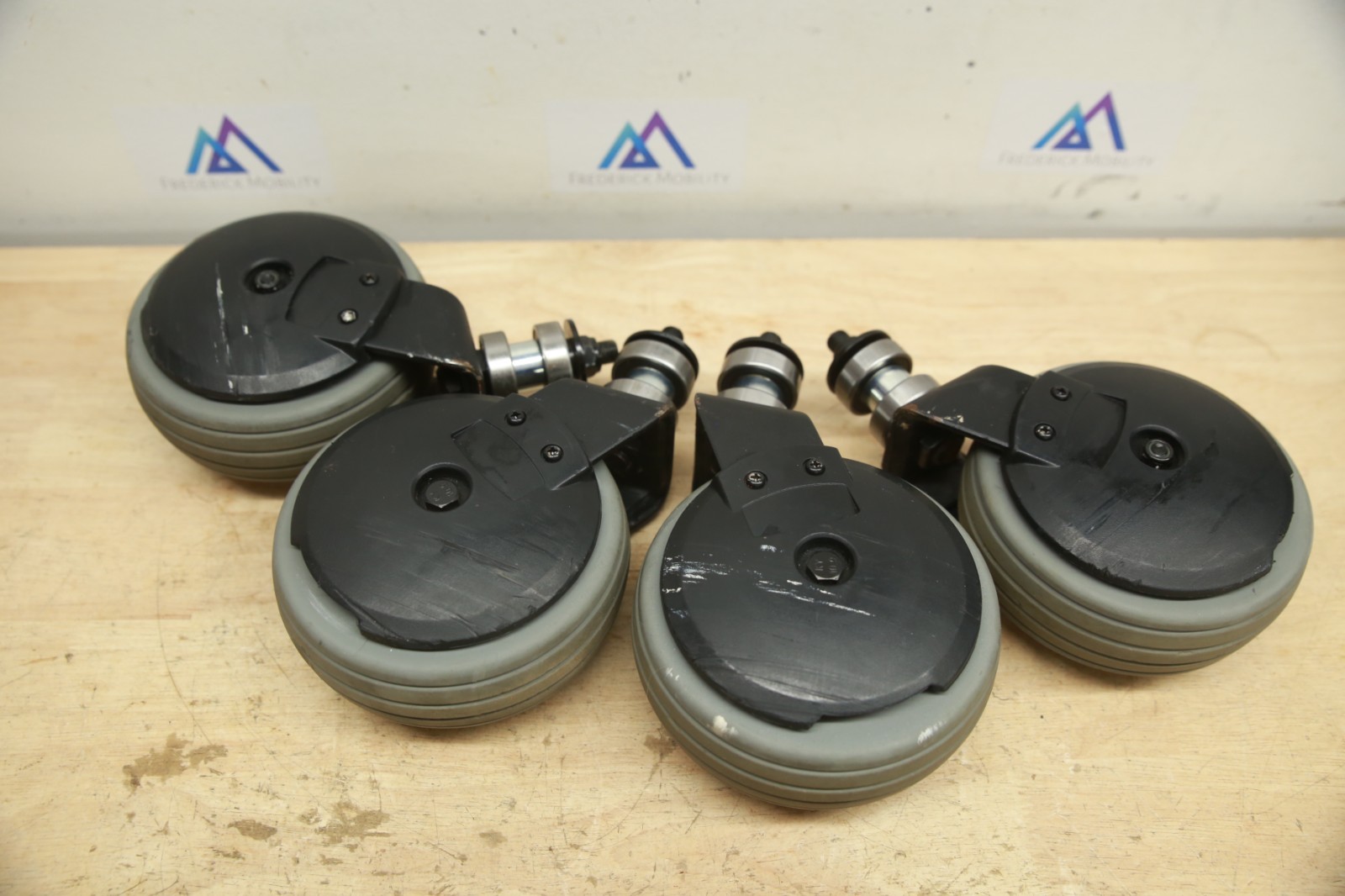 FULL SET OF 4 - Caster Wheels Tires Forks for Quantum Q6 Edge, 6000Z Power Chair