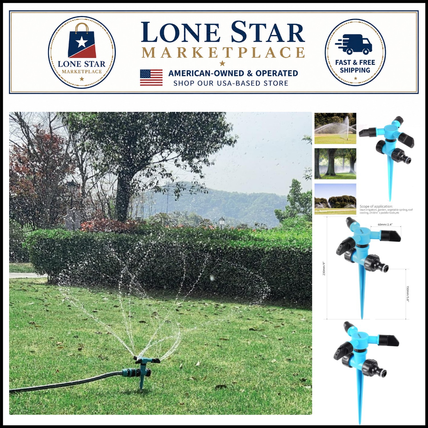 Adjustable 360-Degree Garden Sprinkler - Large Area Coverage for Kids' Fun