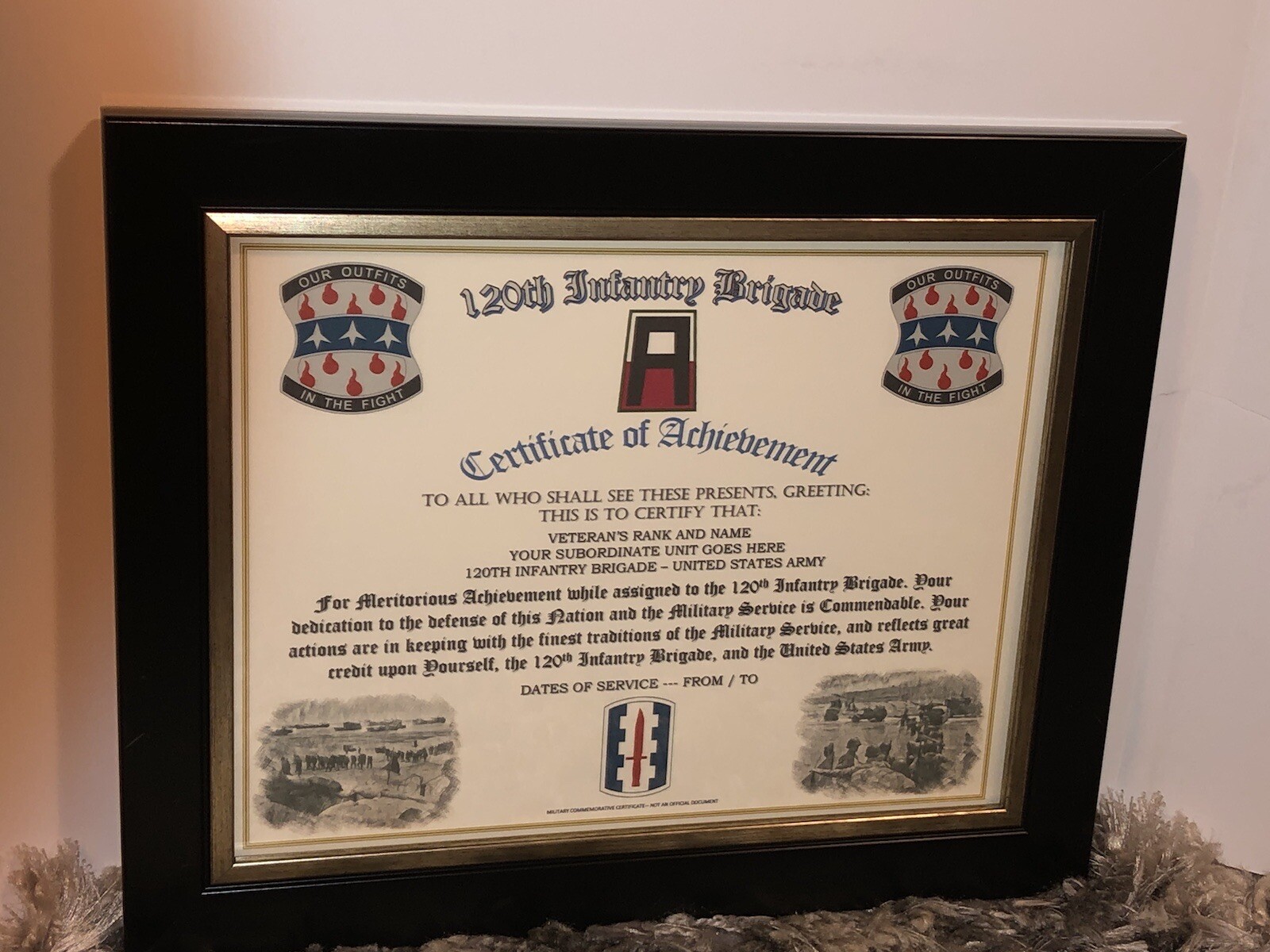 120TH INFANTRY BRIGADE - COA / (COMMEMORATIVE CERTIFICATE)