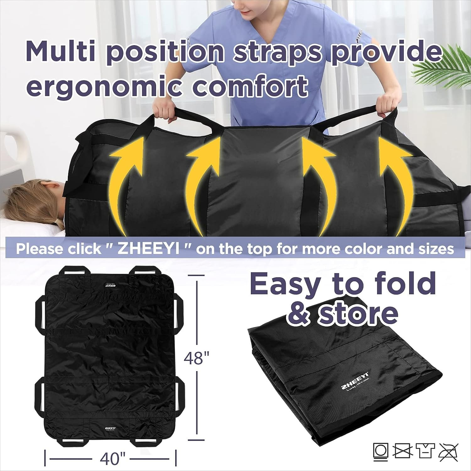 Machine-Washable Patient Positioning Blanket - 48" x 40" for Elderly Assistance