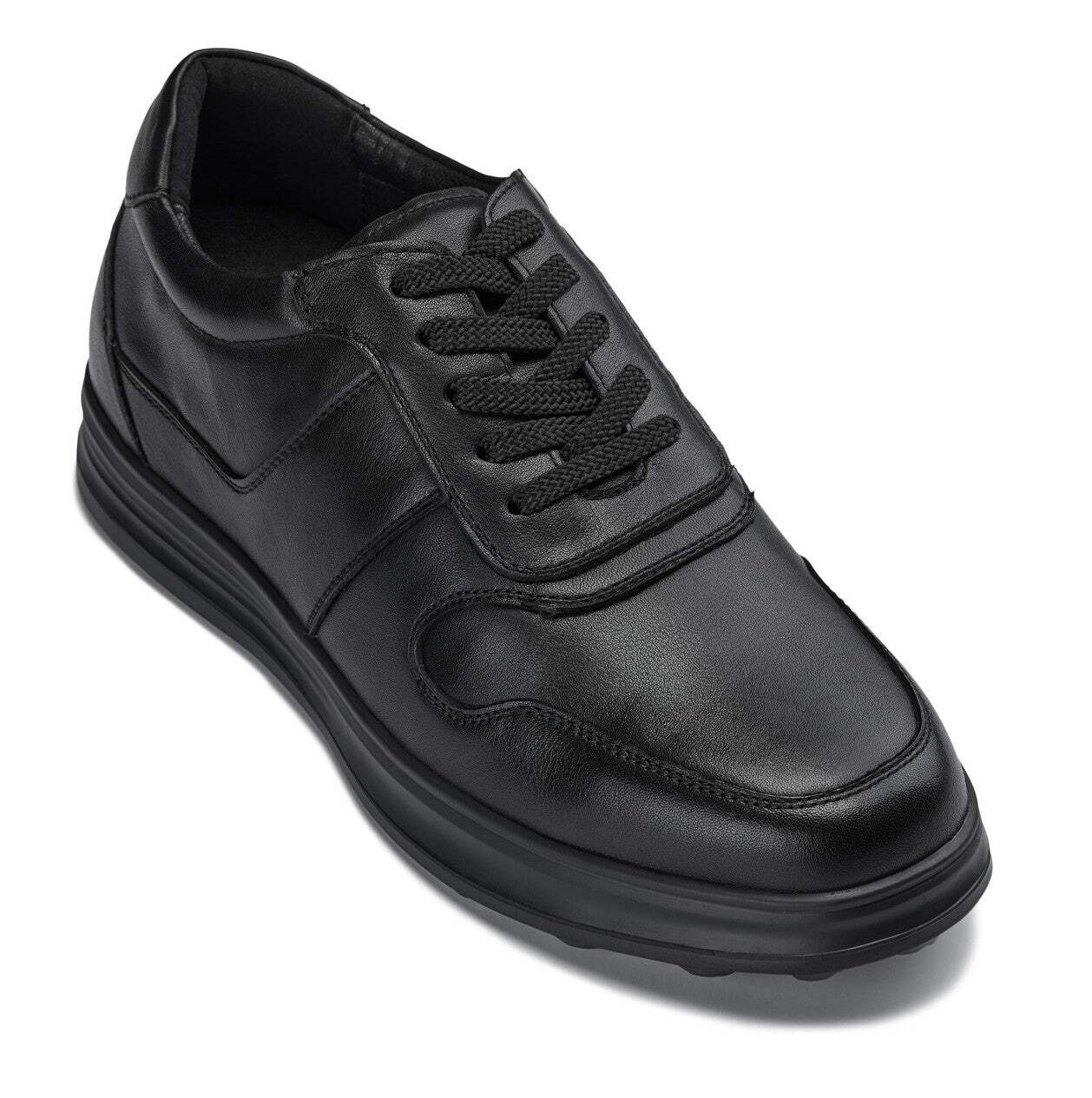 CALTO Men's 2.8" Height Lift Smooth Nappa Leather Elevator Sneakers Sporty Style