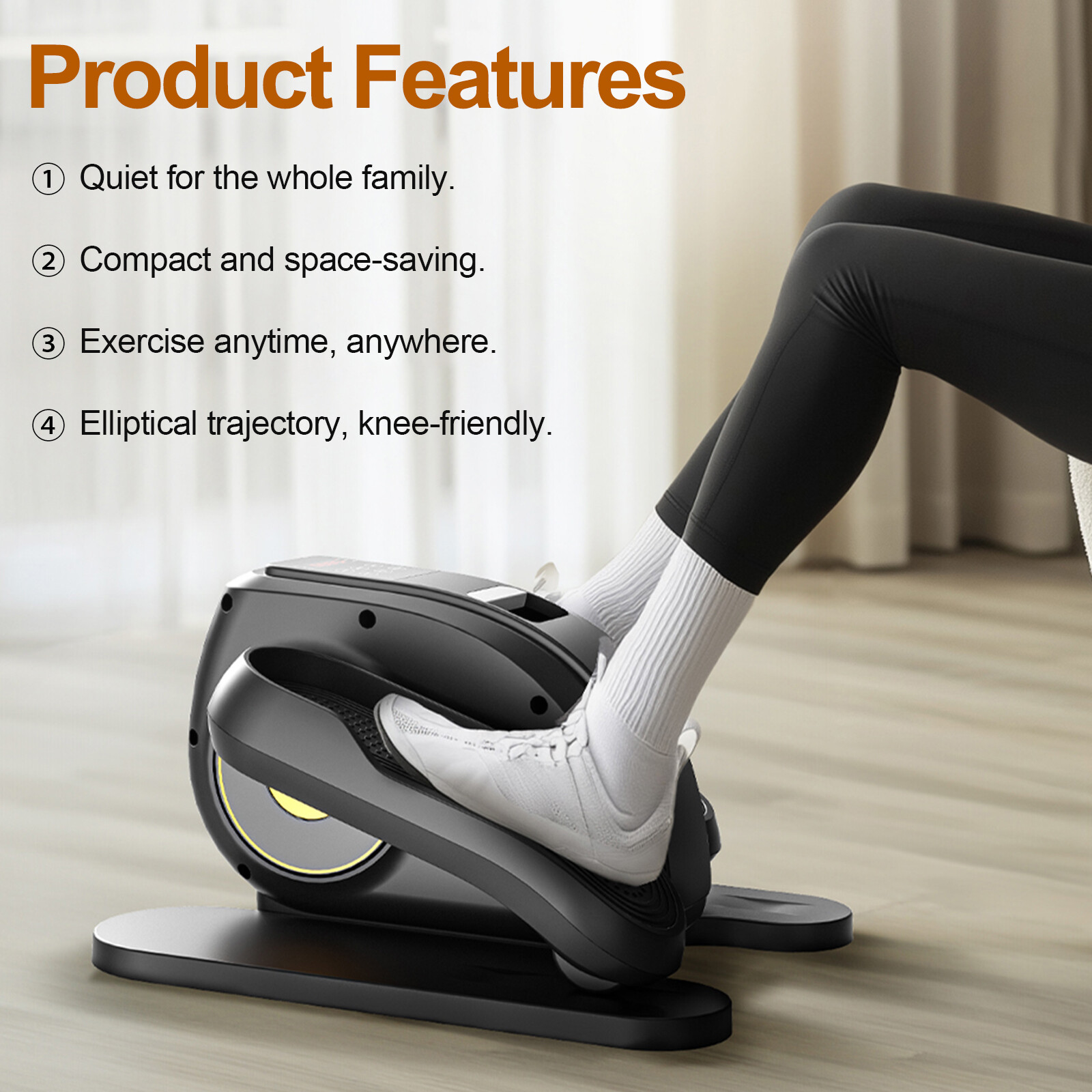 Elliptical Machine Portable Mini Pedal Exerciser Adjustable Speed Under-Desk