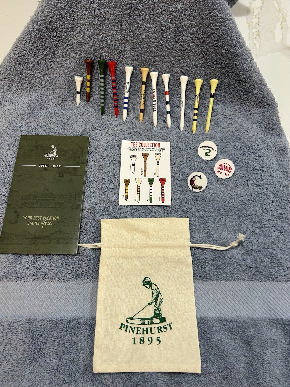 Pinehurst Golf Lot 11 Of 14 Collector Tees + Ball Markers Tee Bag #2,10 See Pics