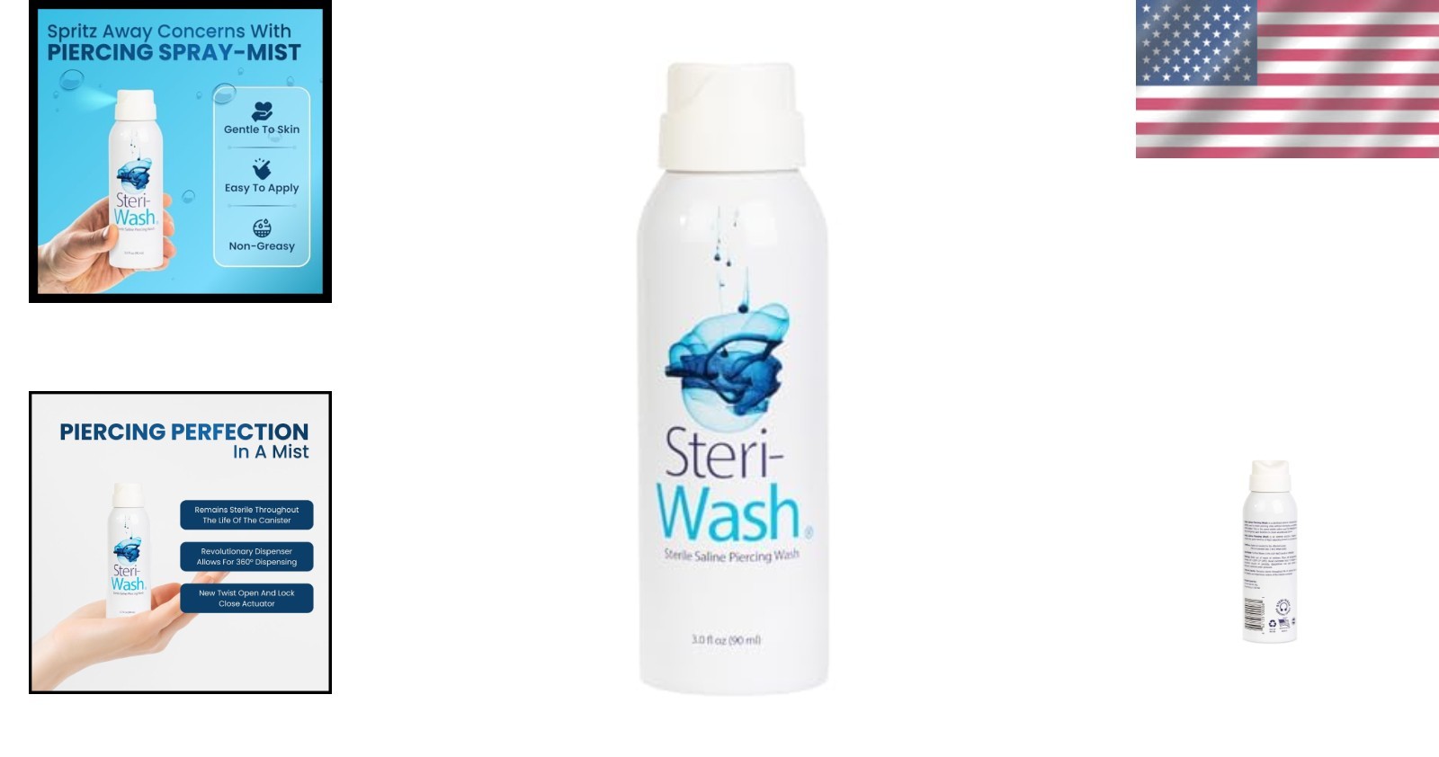 Steri-Wash Piercing Spray - Professional Quality, 3oz & Sterile Solution