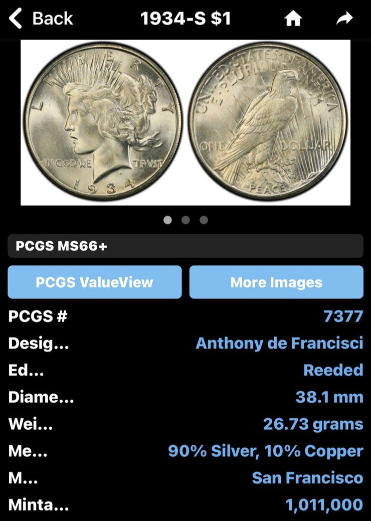 1934 S PEACE"VF+/XF" 💰🔥Rare/Scarce/ LOW MINTAGE - 1M/ Price to Sell💥💥 ✅