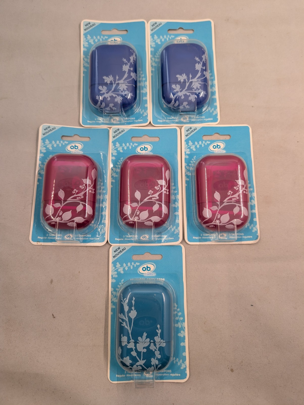 O.B. ProComfort Tampon Travel Cases Lot of 6  Regular Absorbency 3ct Each Sealed