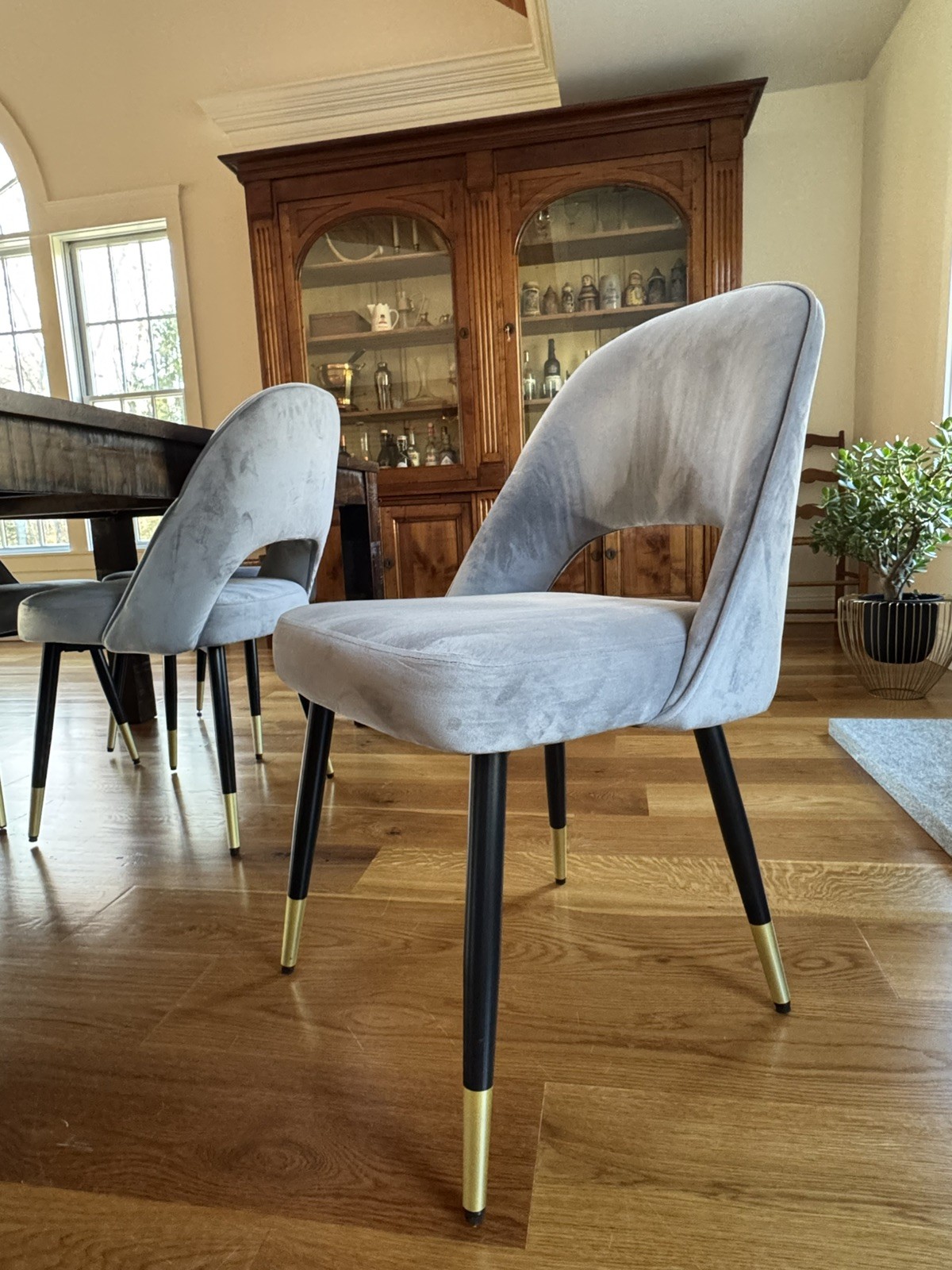 FDW FDC-FB164 Upholstered Dining Chair - Gray