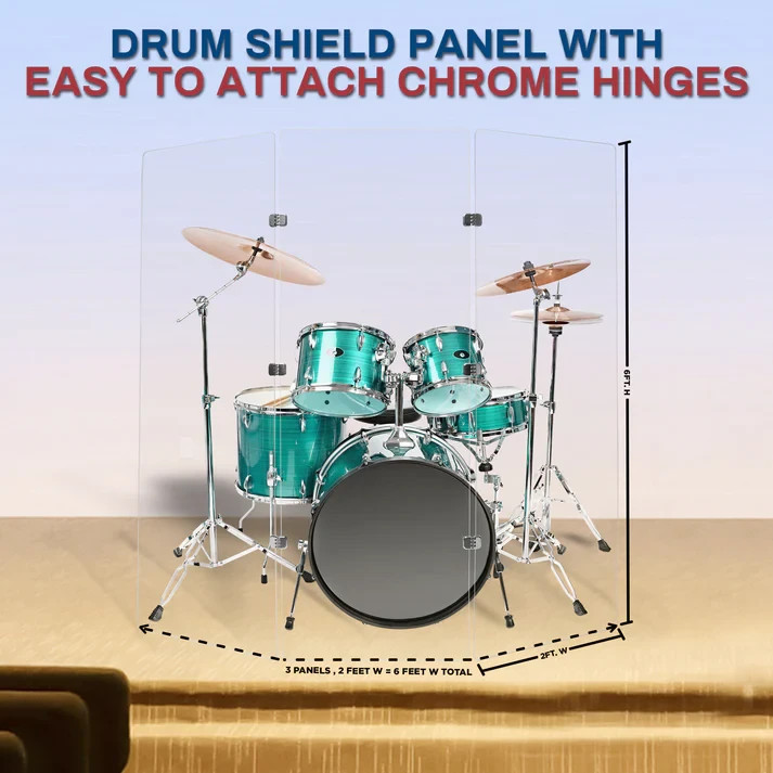 Drum Shield 2ft. x 6 ft. Panels,Clear Acrylic Drum Shield for Drum Cage,Drum Kit