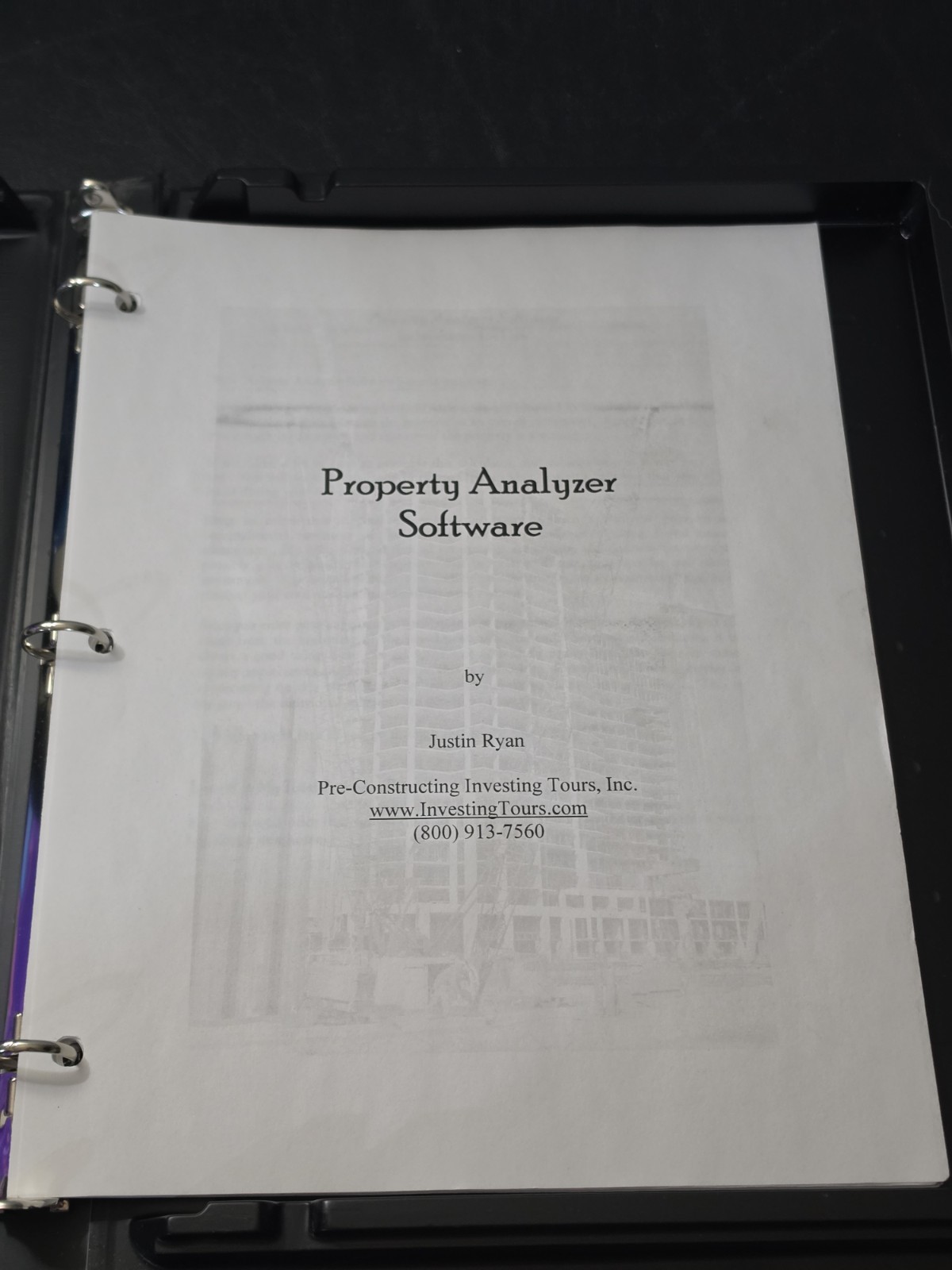 Property Analyzer Software - Justin Ryan - Pre-Construction Investing Tours