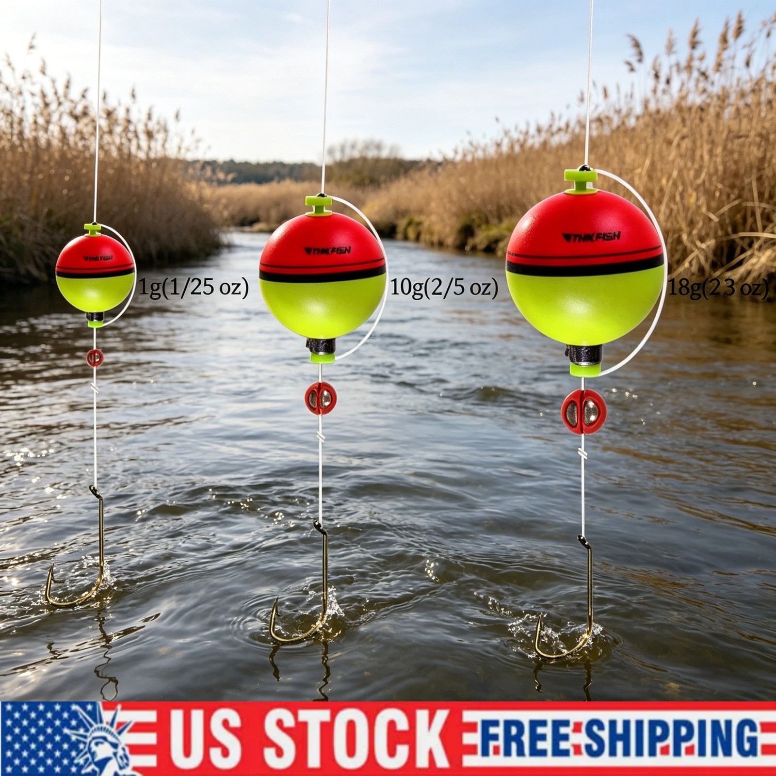 Snap-On Bobbers 5PCS EVA Foam Floats Red Green Freshwater Saltwater Fishing New