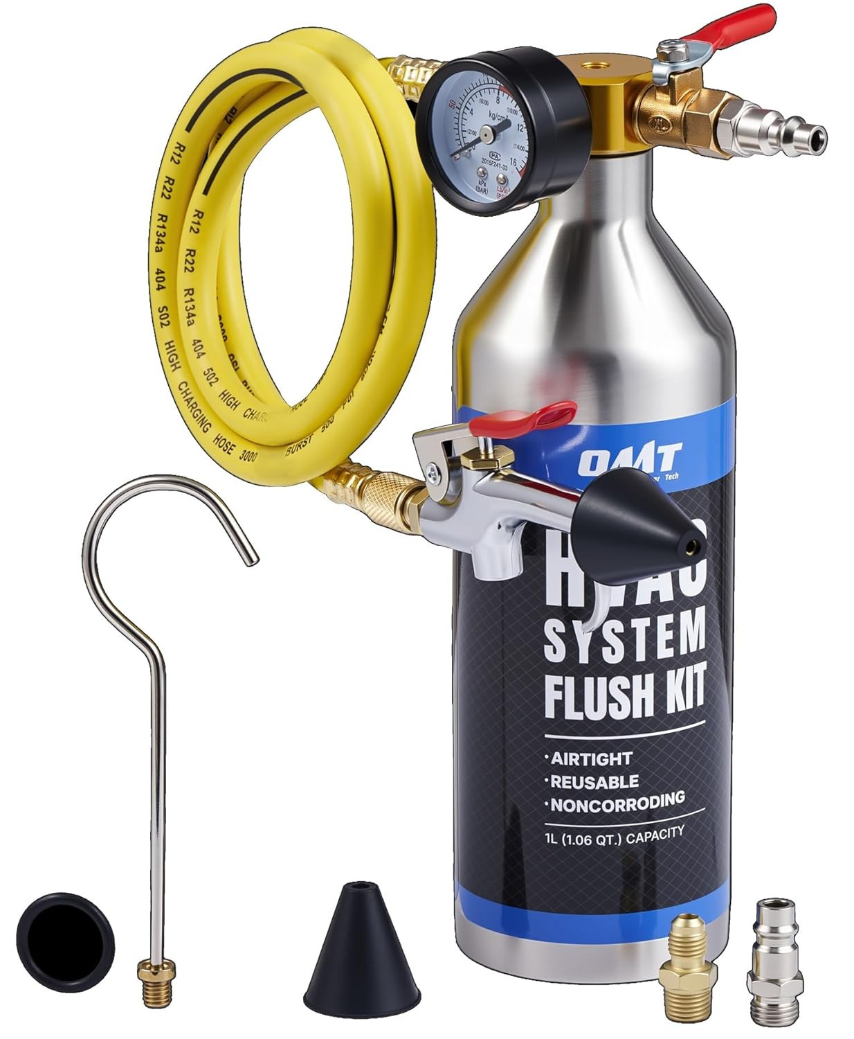 AC Flush Kit HVAC Flush Tool Kit with 33.5 Oz Stainless Steel Tank Auto Air Cond