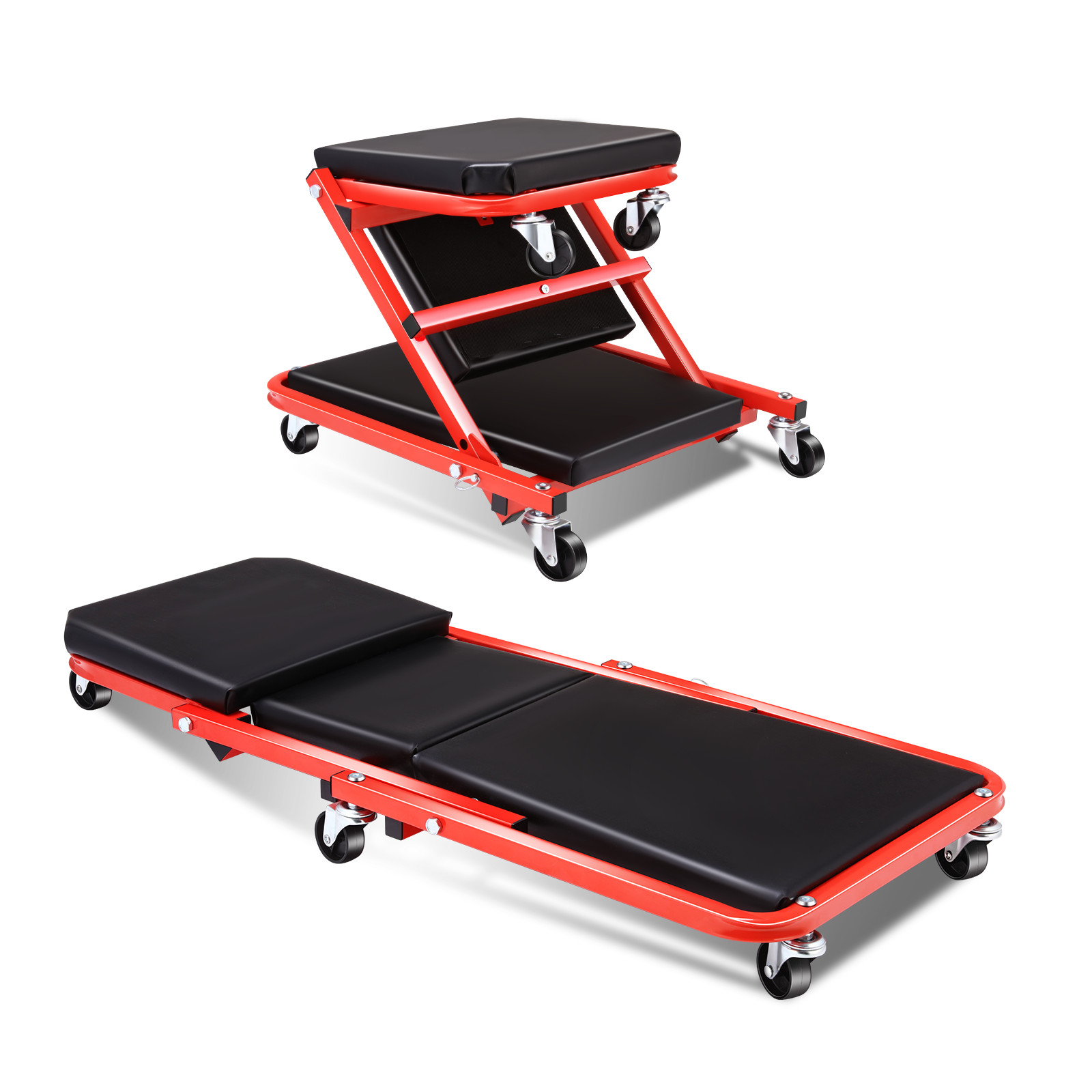 40"36" 2 in 1 Z-Creeper Seat Automotive Mechanic Rolling Creeper for Garage Shop