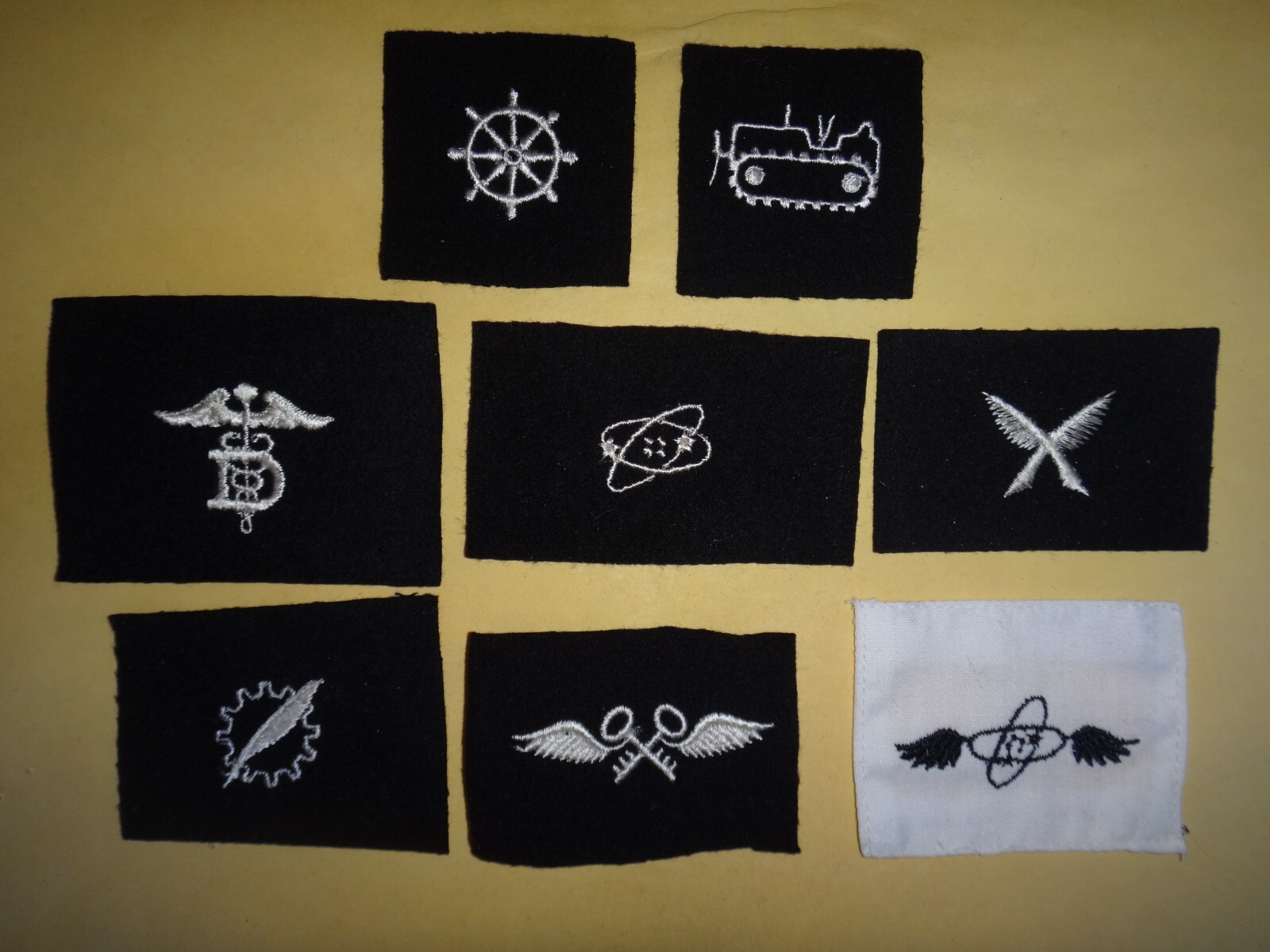 Eight (8) US Navy Enlisted Occupation Rating Specialty Marks Patches