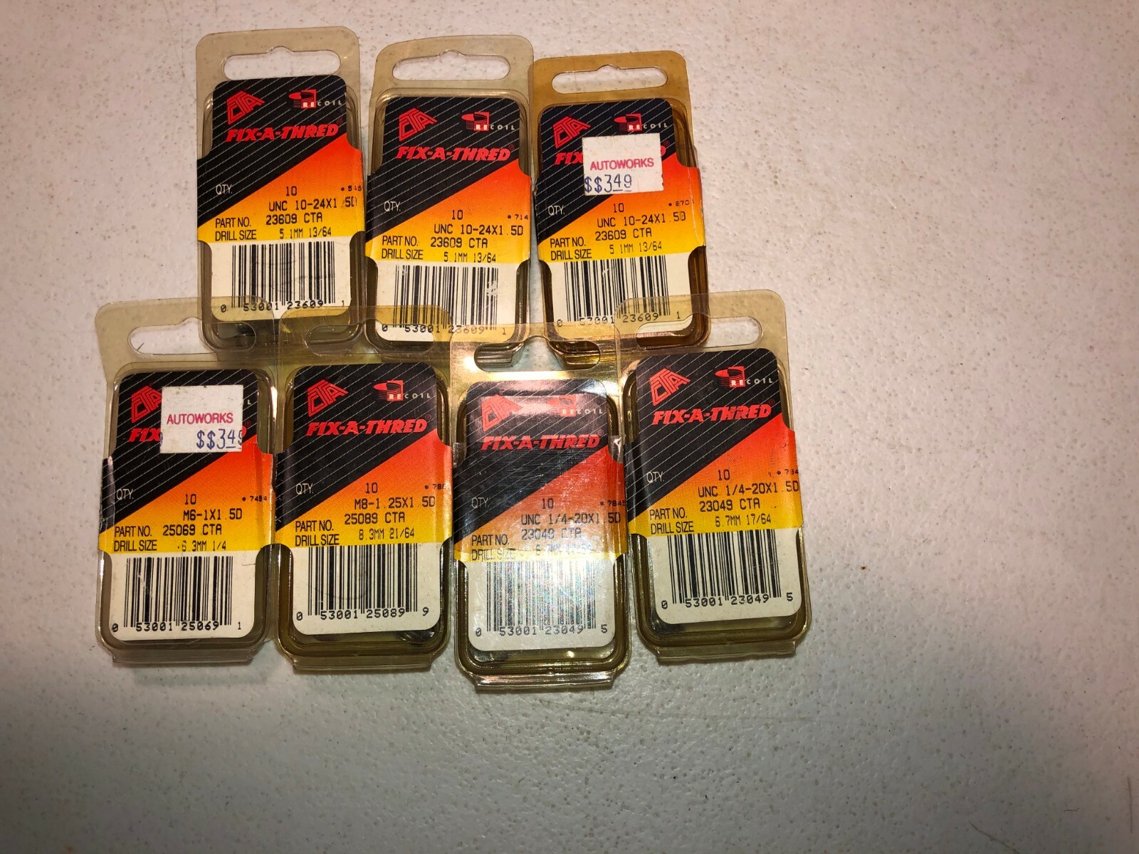 LOT of 7 FIX-A-THRED Thread Inserts Part # 23609, 25089 & 23049 NOS