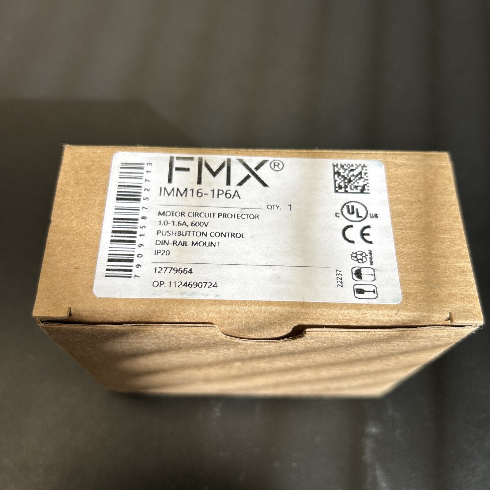 IMM16-1P6A Fmx Motor Circuit Protector 1 - 1.6a New In Box Din Rail Pushbutton