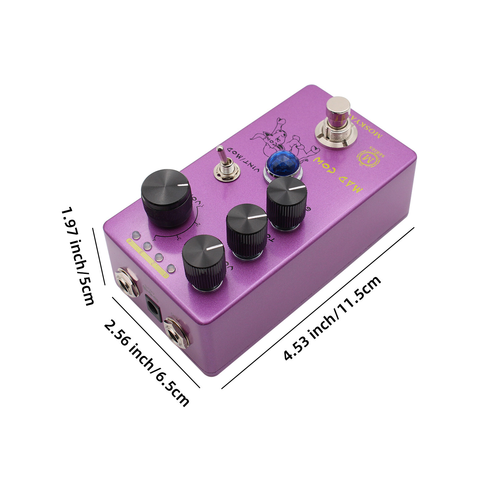 MOSKYaudio Distortion Guitar Effect Pedal 4 Mode True Bypass, Tube Amplifier