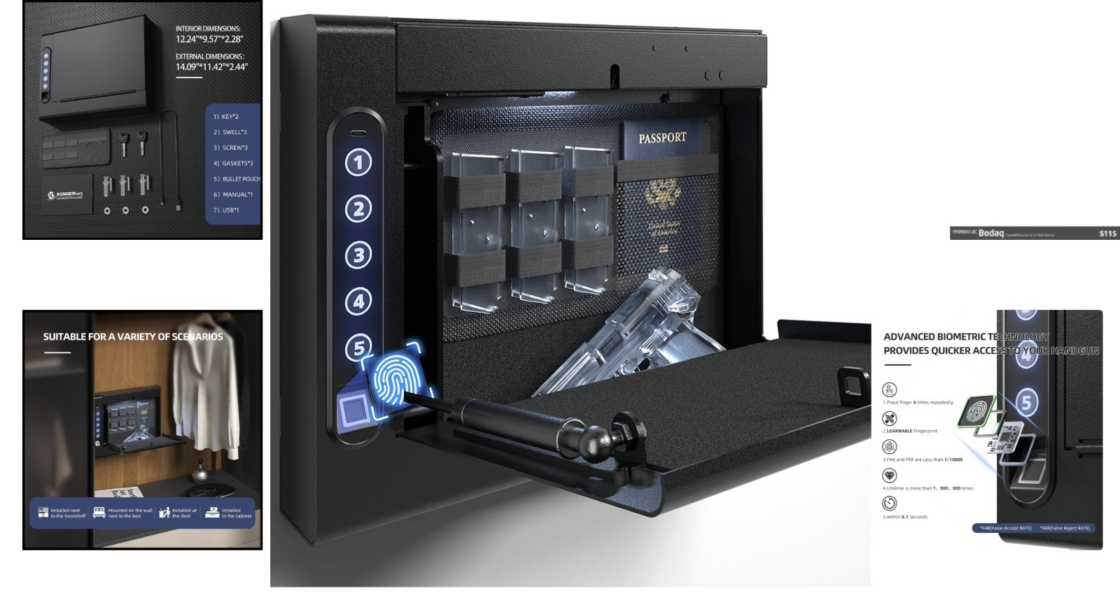 Xdeer Biometric Gun Safe Wall Mount – Fast Access & Tough Security Features