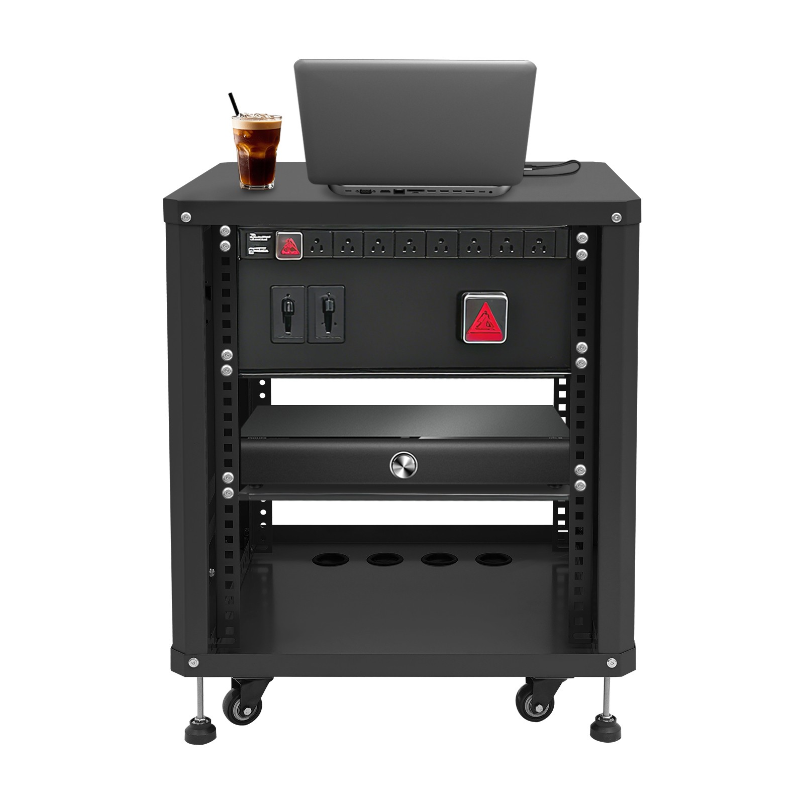 12U AV Rack Stand with Caster Wheels Network Stereo Recording Studio Rack