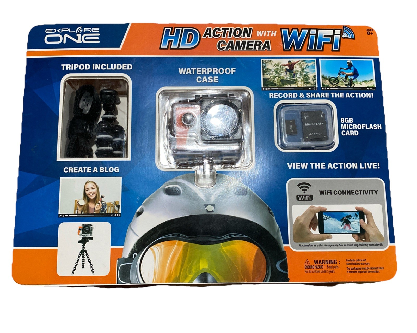 Explore One HD Action Camera WiFi + Accessories New, Complete Partial Open Pack