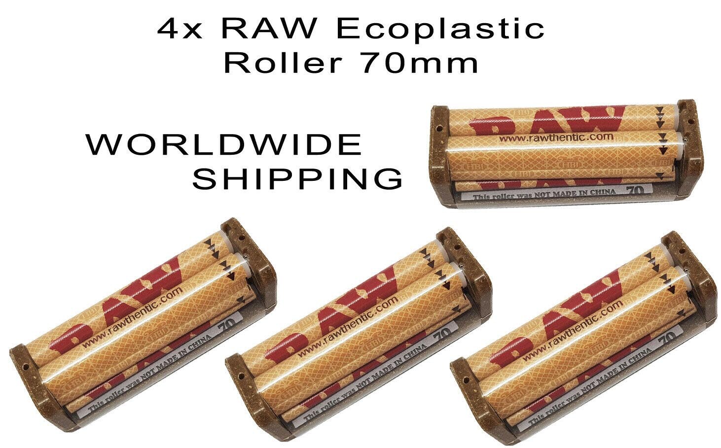 4x RAW HEMP ROLLING PAPER MACHINE ECO PLASTIC 70MM