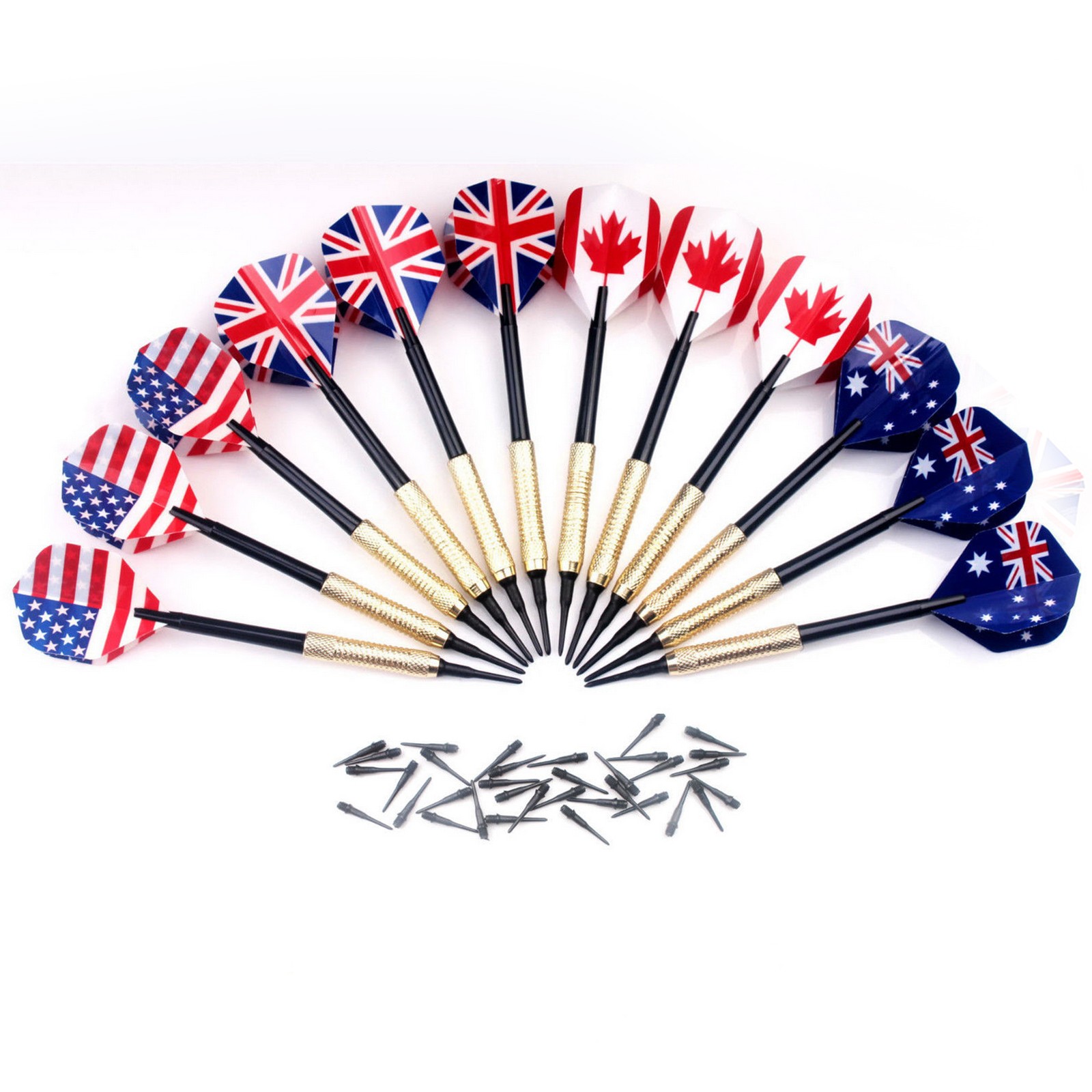 12Pack Soft Tip Darts 14g For Electronic Dartboard With 36 Extra Tips 4 Styles