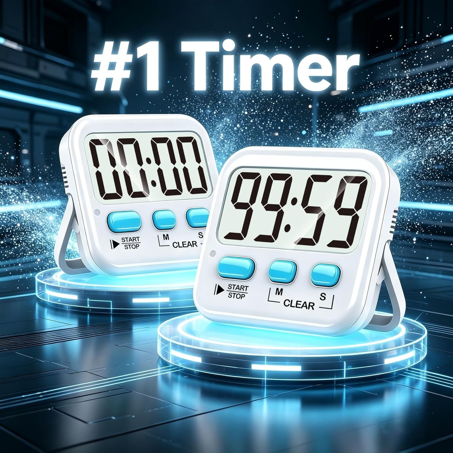 Large Display Digital Timer Set for Cooking, Study & Exercise - 2 Pack Included