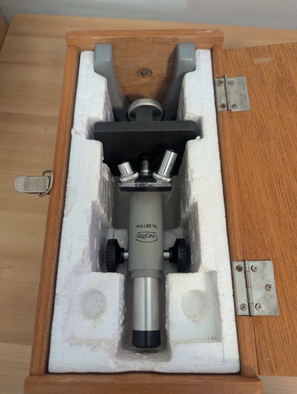 Vintage Wolfe Microscope With 5x, 10x, 30x Objectives And Case