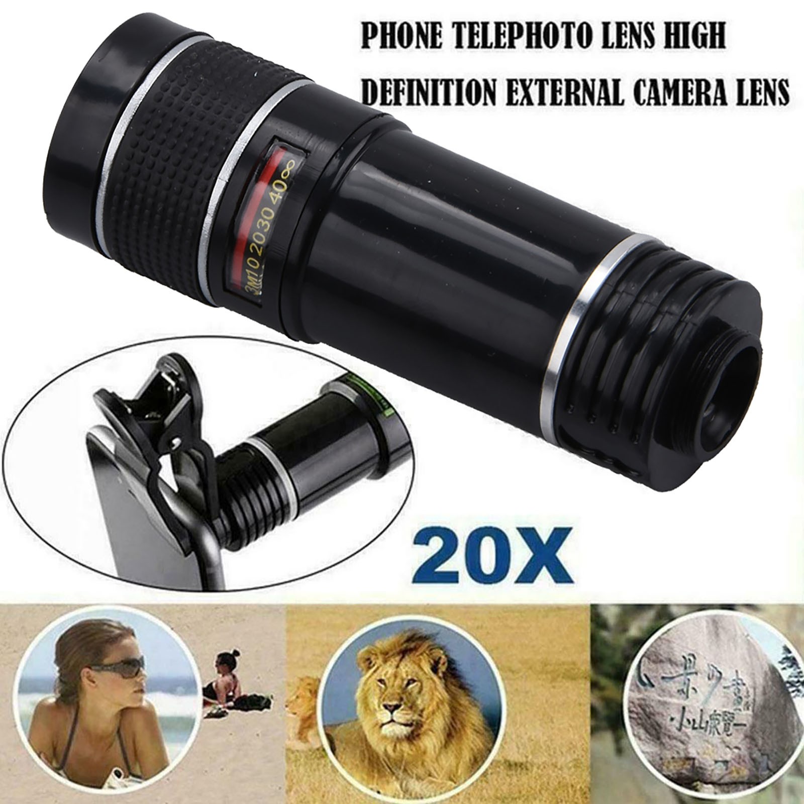 20X Adjustable Universal External Telephoto LensPhone Camera Spotting Scope