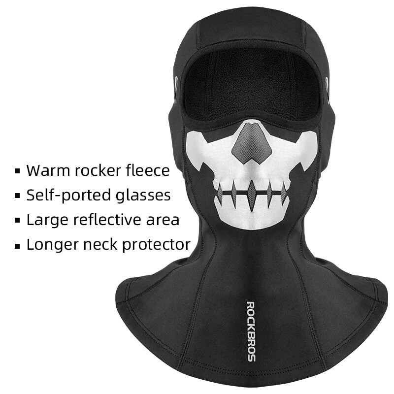 ROCKBROS Balaclava Ghosts Skull Face Mask with Glass Hole Windproof SkiMask Hood