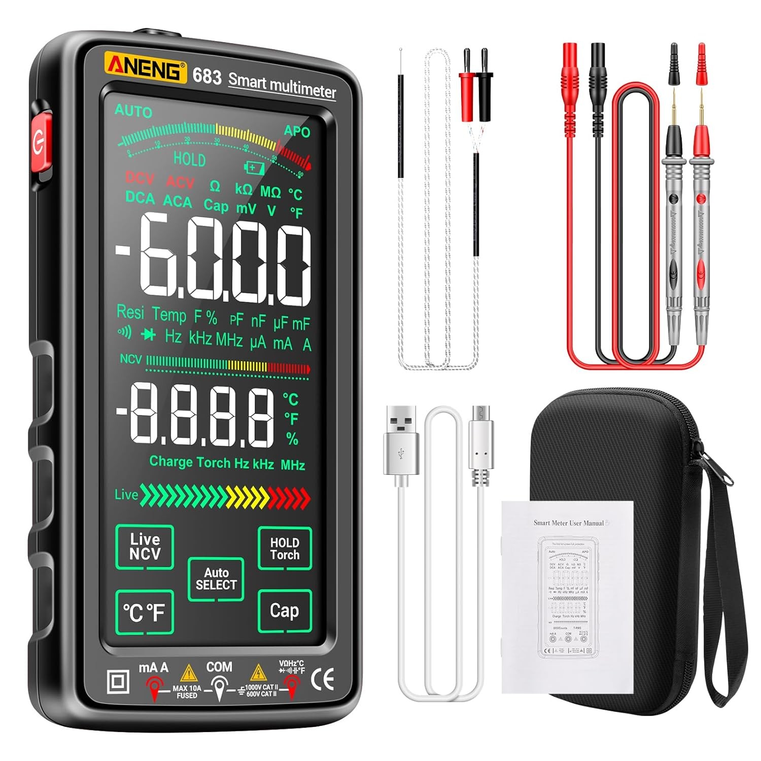 Smart Digital Multimeter 6000 Counts Touch Screen Multimeter Tester