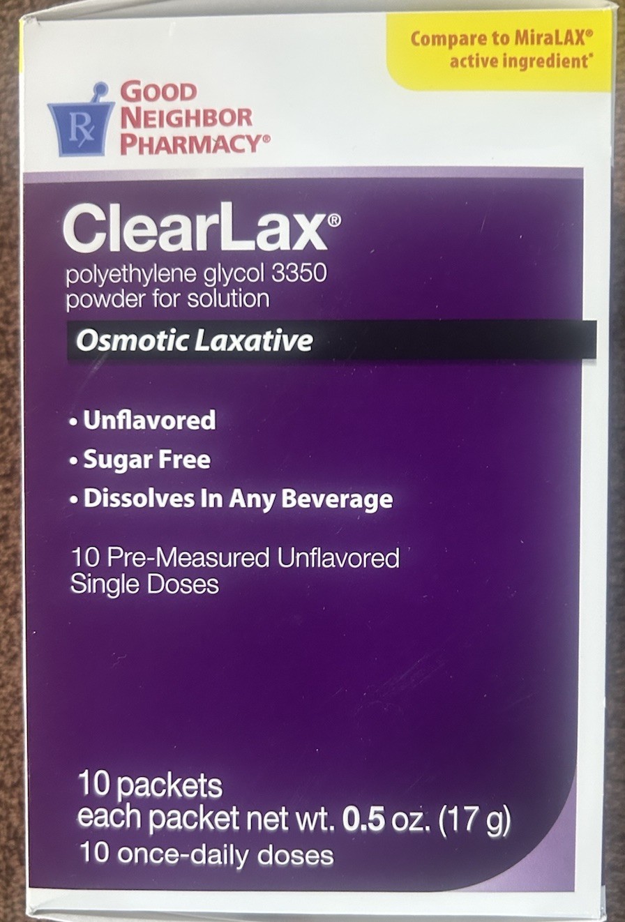 GNP ClearLax Osmotic Laxative 0.5oz Packets 10ct polyethylene glycol 3350 ORAL