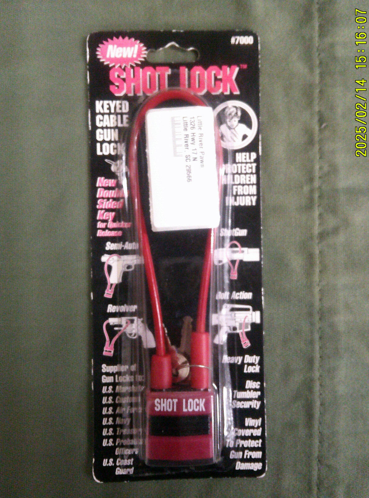Shot Lock - Keyed Cable Firearm Lock (NEW)