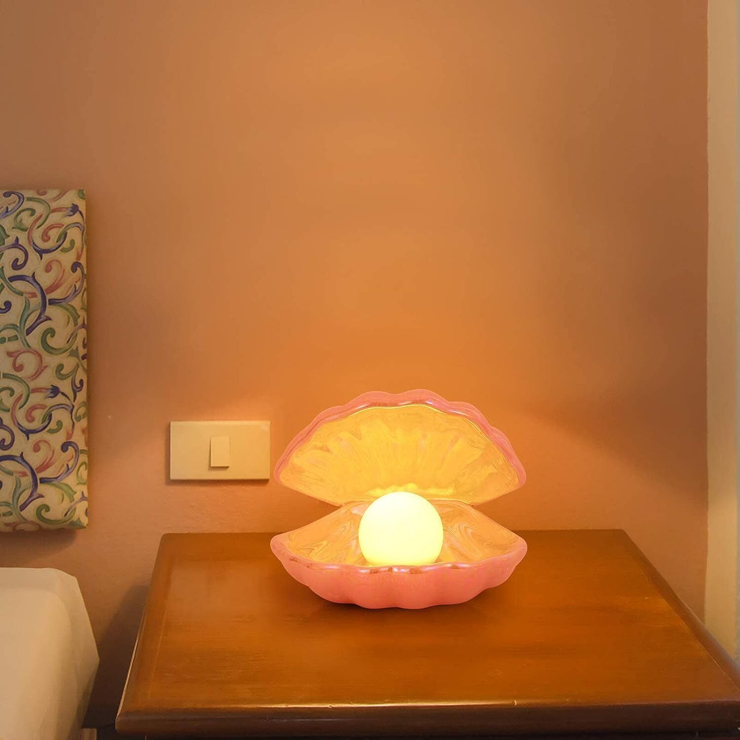 Shell Pearl Light Ceramic Night Light Ceramics Desktop Ornament Portable Night