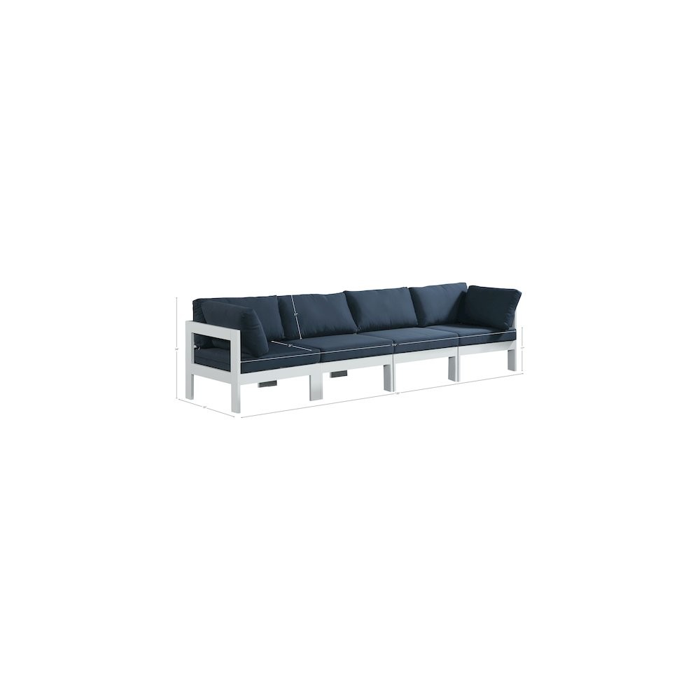 Nizuc Navy Water Resistant Fabric Outdoor Patio Modular Sofa