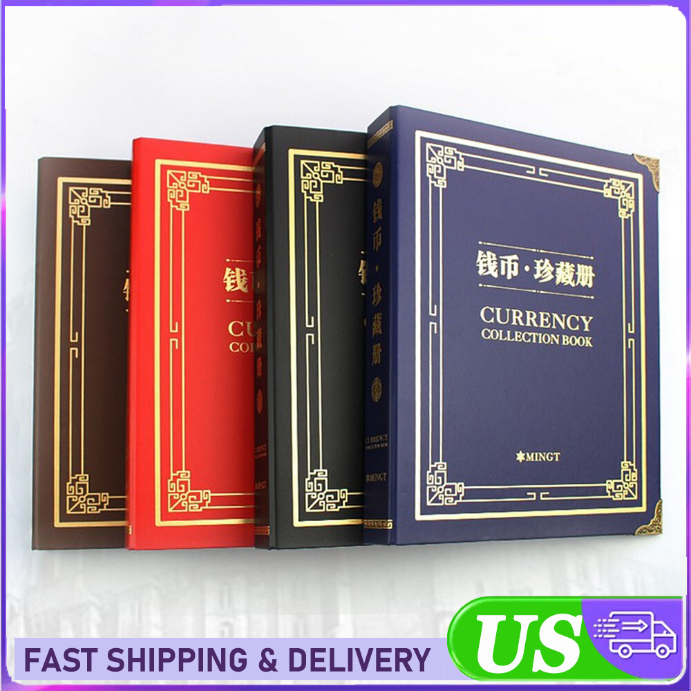 300pcs Banknote Album Book Collection Storage Sheet Paper Money Currency Page US