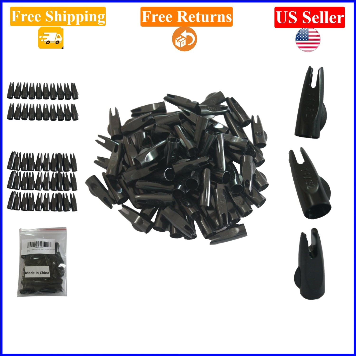 50 Pcs Black Plastic Arrow Nocks for 11/32" Compound Bow Arrows