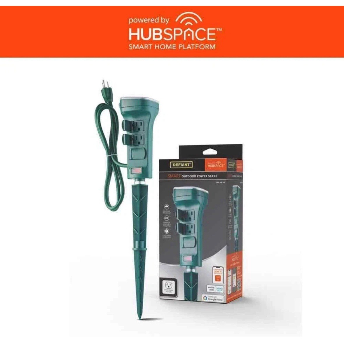 Defiant Smart 4 Ft 6 Outlet Outdoor Power Stake LH-7-1-4FT  HUBSPACE