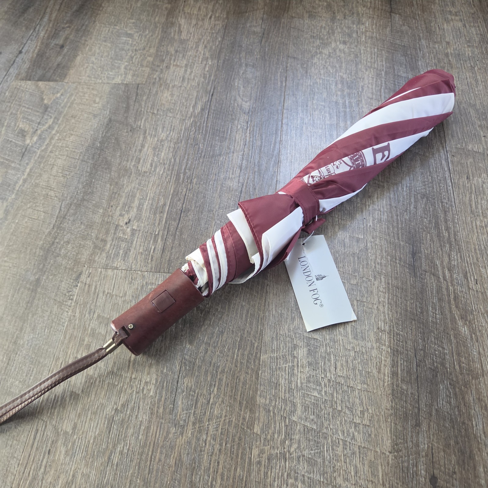 London Fog Automatic Large Two-Person Umbrella Maroon & White Grove City College