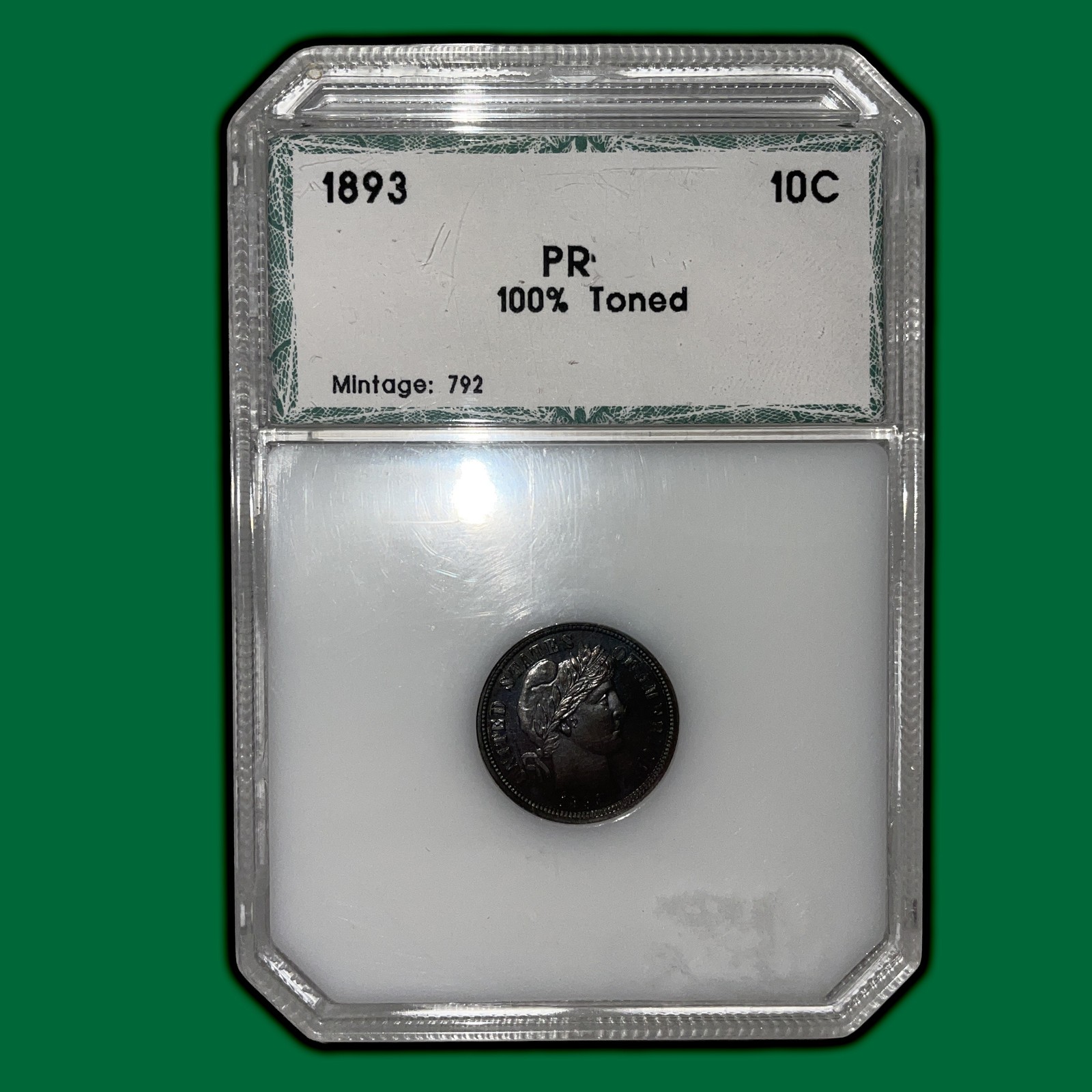 1893 Barber Dime Proof PF Coin, PCI Slabbed #35400