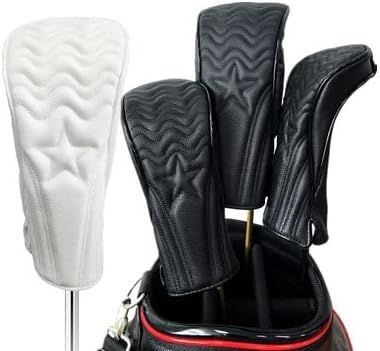 STAR Golf Head Cover Driver 440cc 460cc Wood UT 3pc PU Leather Black White