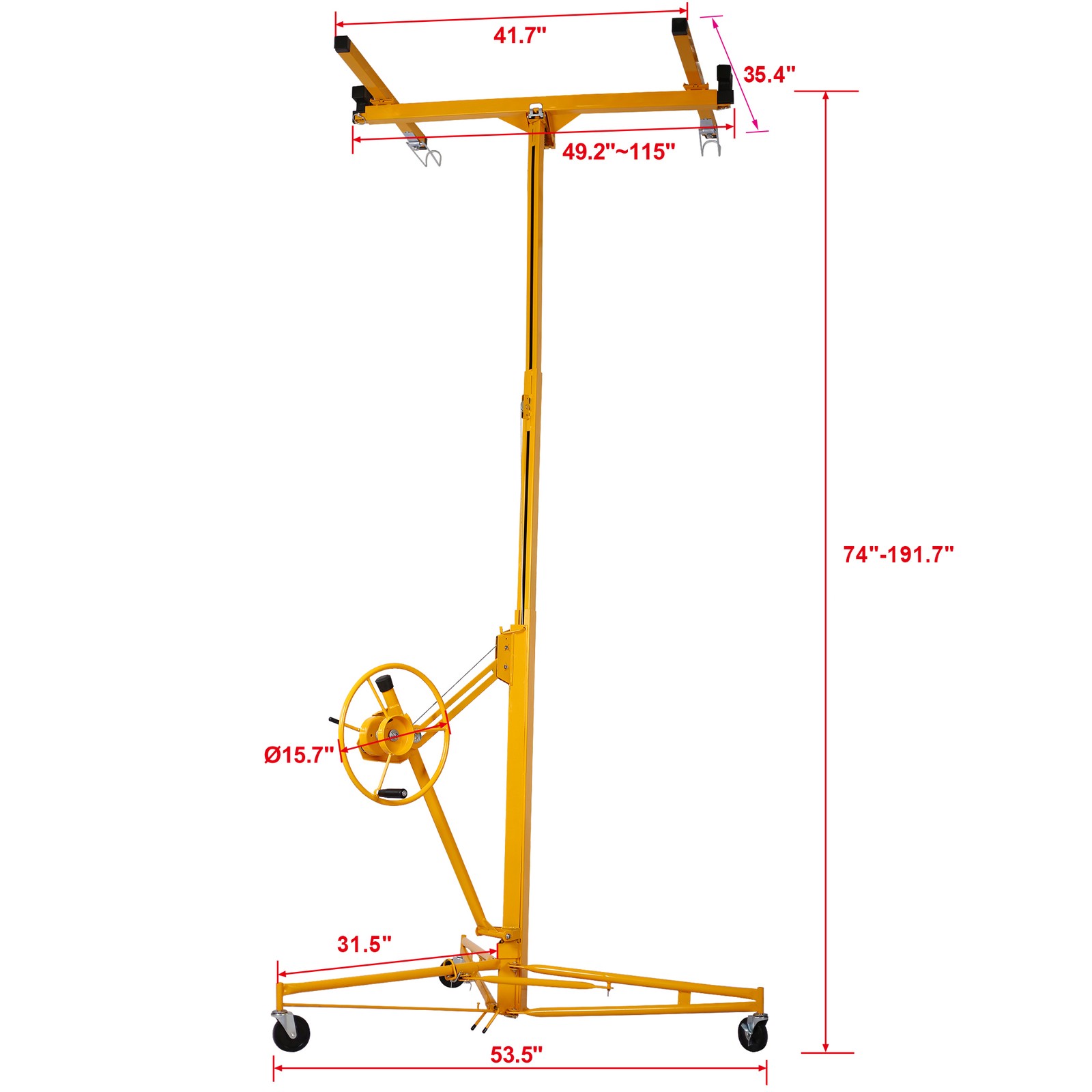 Drywall Lift Jack Rolling Panel Hoist 16 ft Yellow