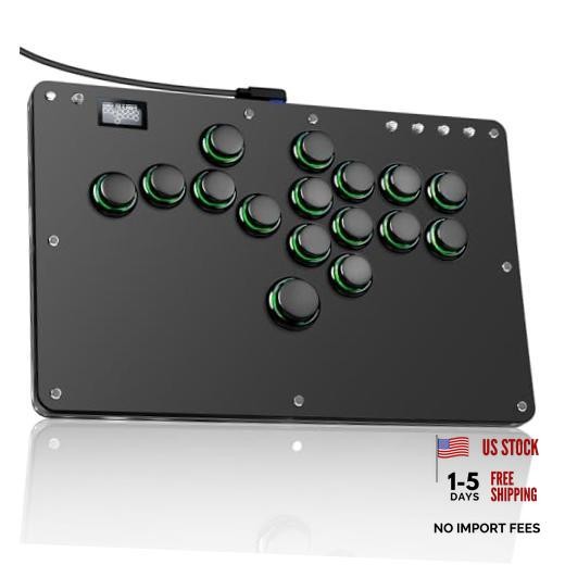 Haute42 Leverless Arcade Stick, Hot-Swap 16-Key Fighting Controller () | Black
