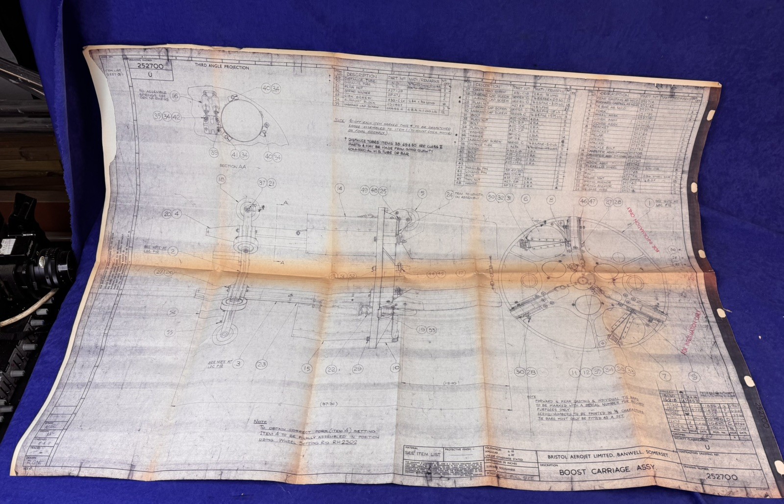 British Rocket Boost Carriage Assembly Blueprints 1960s & 1974 Bristol Aerojet