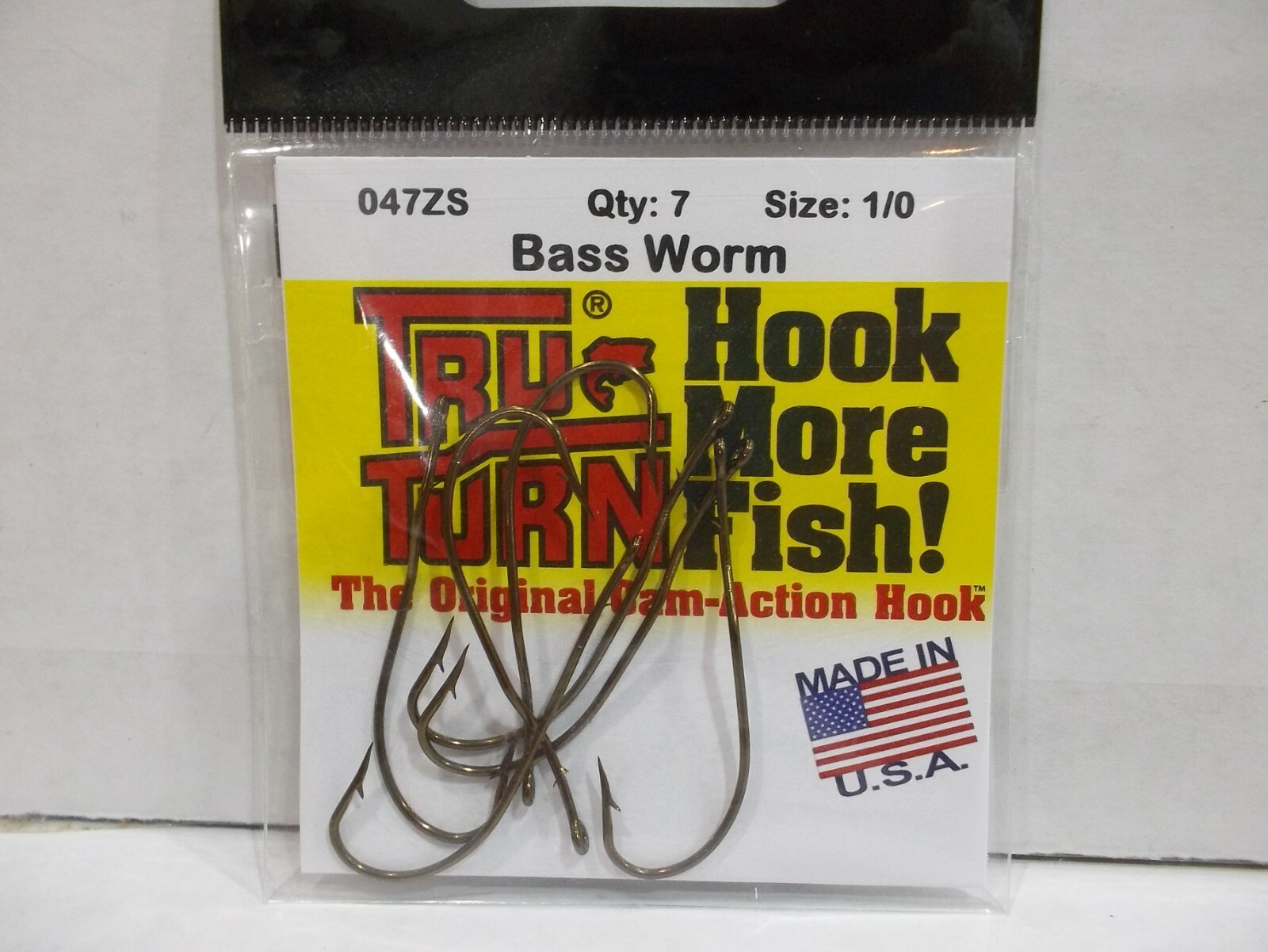 Tru Turn Bass Worm 047ZS fishing hooks Made in USA choose your size!  NIP