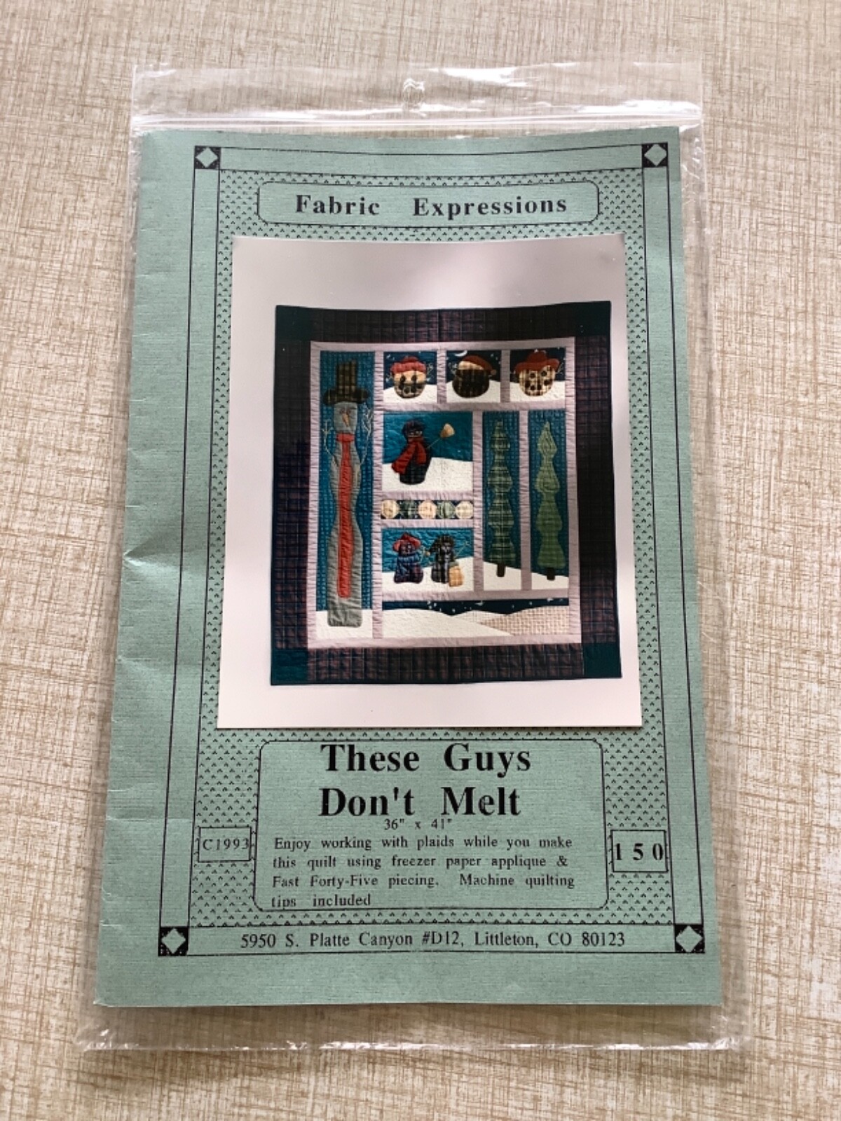 Fabric Expressions SEWING Quilt PATTERN "These Guys Don’t Melt" UNCUT Snowmen