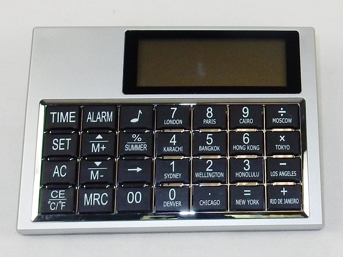 Desk Clock/Multi-Function Calculator w/World Time, Temp, Calendar, Alarm CW-801
