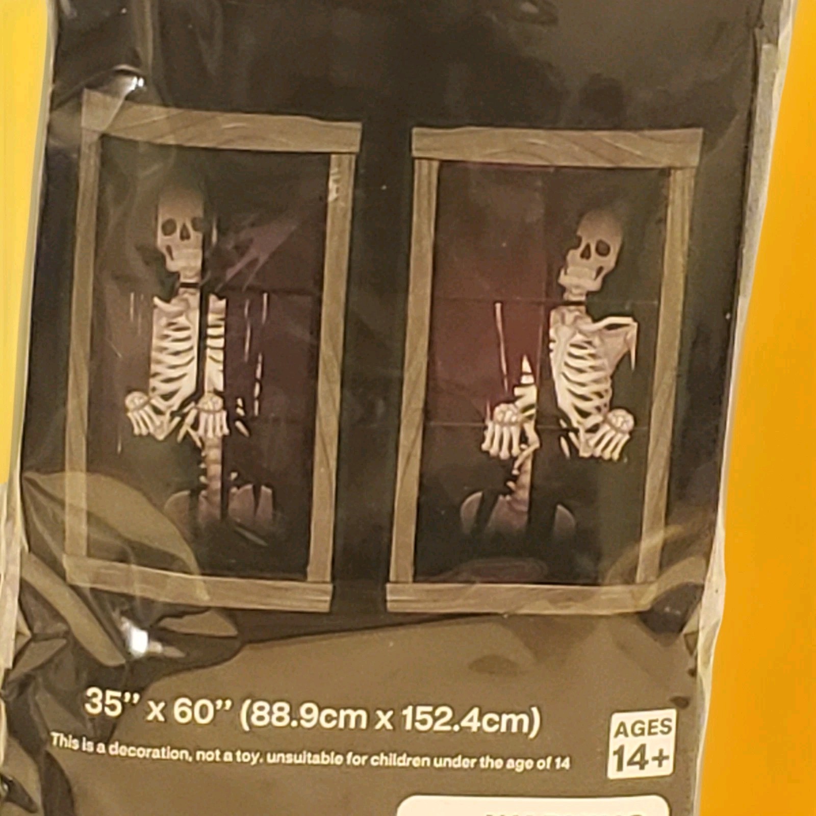 Spooky Village Skeletons In Windows Window Decor 2 Pack 35"x60" Each New