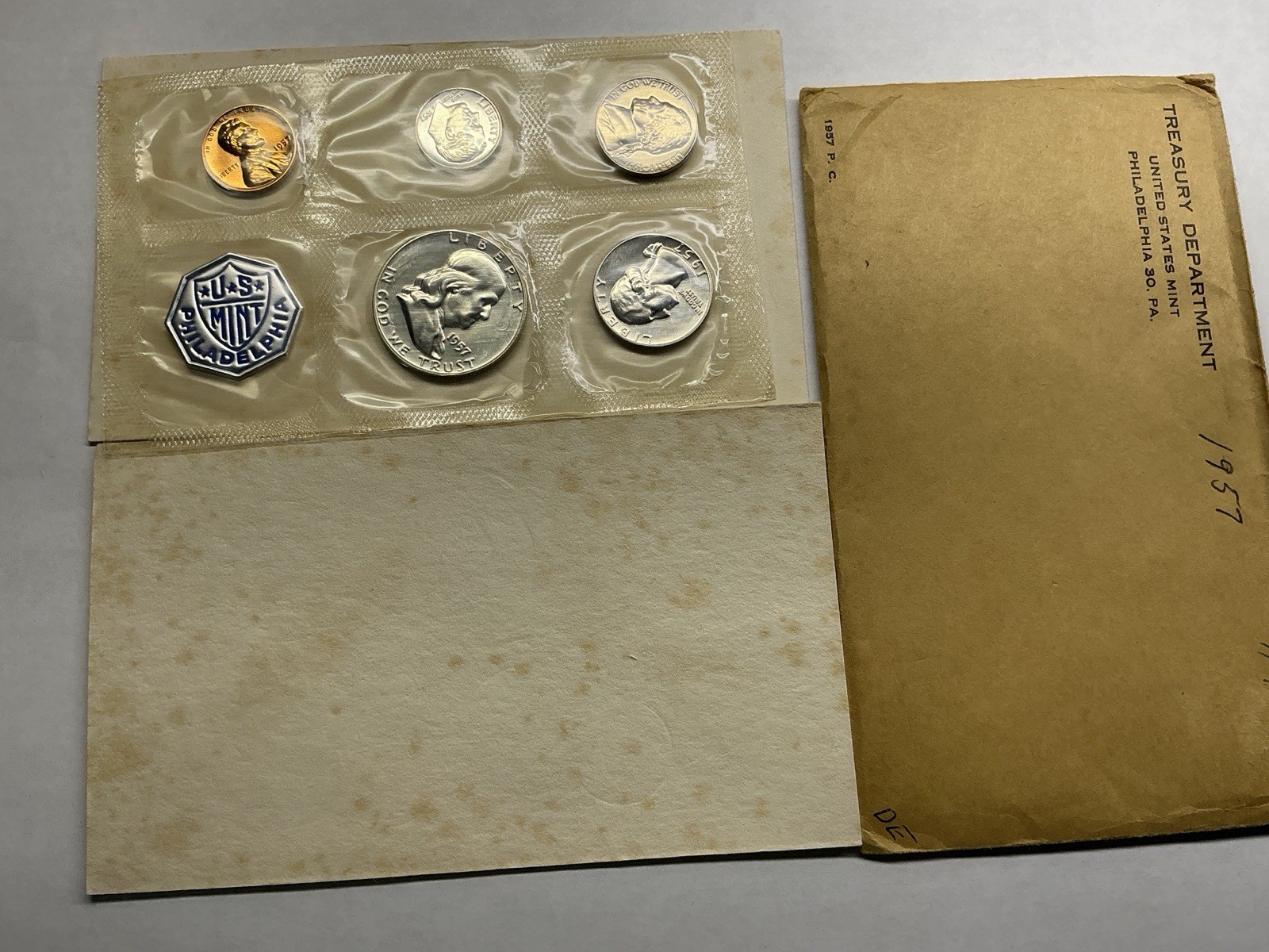1957 US Mint Silver Proof Set in Flat Pack Envelope and Cello Sealed 072426 38de