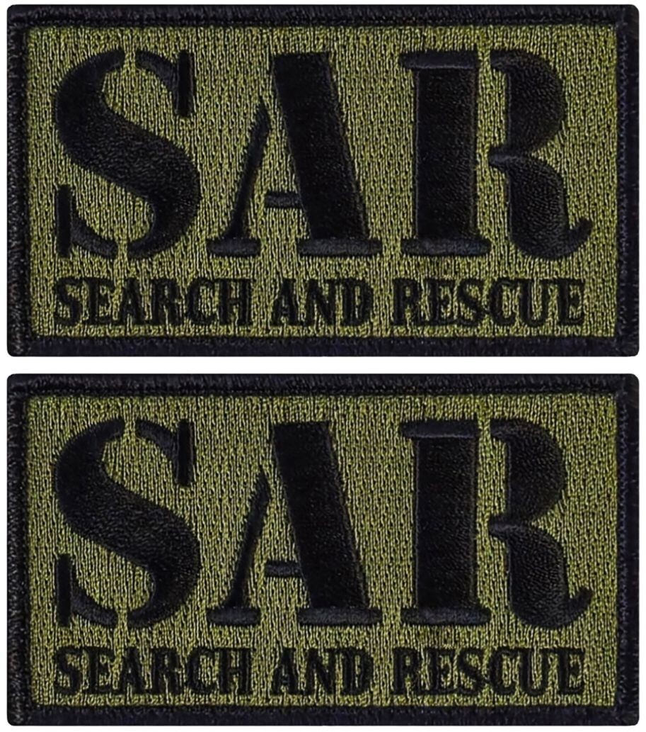 SAR Search and Rescue Embroidered Tactical Patch -  2PC HOOK BACKING 3.5"x2"