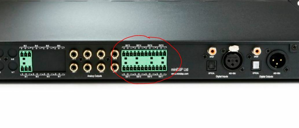 12-Pin Processor / High Level Input / Power DC / Remote Plug MiniDSP Mini DSP